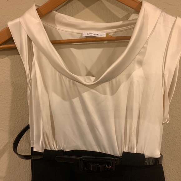 Calvin Klein Silk Women's Ivory Black Dress Size 2 - Picture 3 of 8